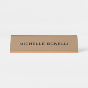 Light Brown Minimalistisch Schlicht modern Schreibtischnamensplakette