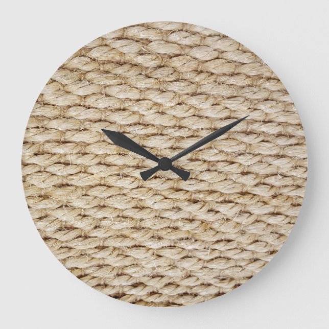 Light Brown Rope Pattern Große Wanduhr (Vorderseite)