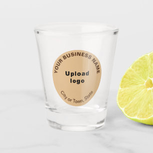 Light Brown Round Business Brand on Shot Glass Schnapsglas