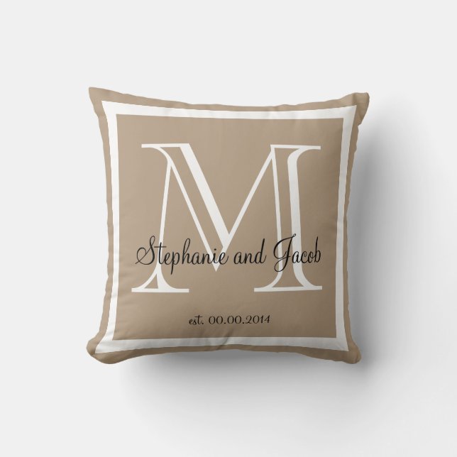 Light Brown Tan Wedding Keepake Kopfkissen Kissen (Vorderseite)