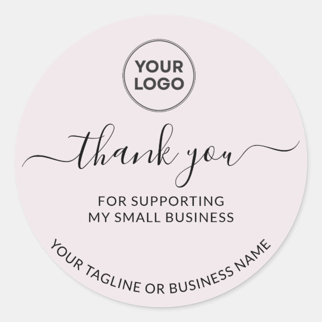 Light Brown Thank you Small Logo Round Sticker (Vorderseite)