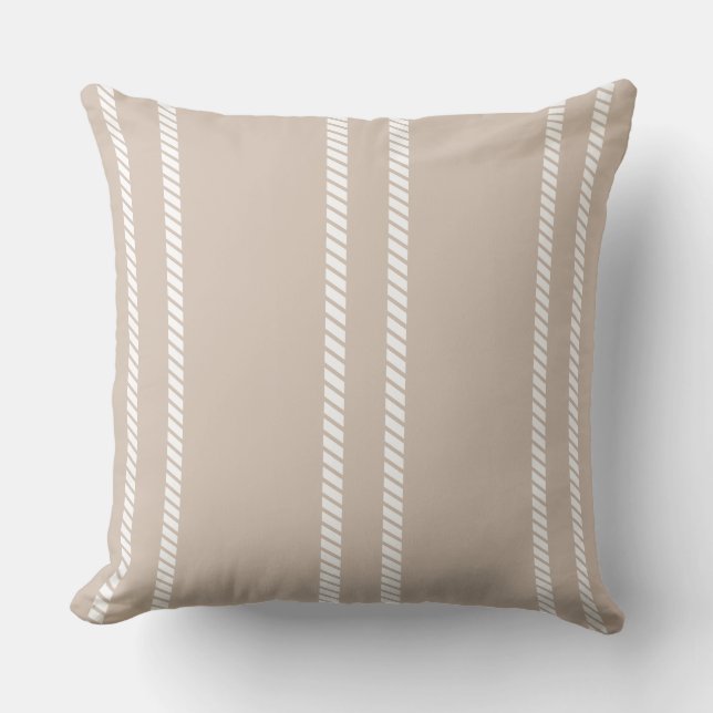 Light Brown with Stripes Throw Pillow Kissen (Vorderseite)