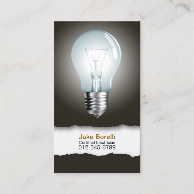 Light Bulle Black Business Card Visitenkarte (Vorderseite)