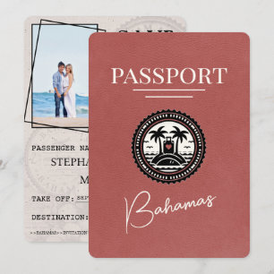 Light Burgundy Bahamas Passport Save the Date