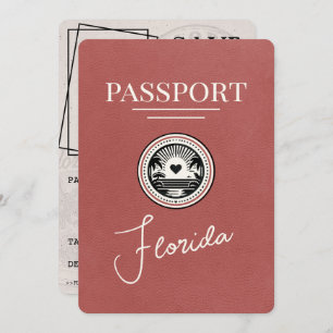 Light Burgundy Florida Passport Save the Date