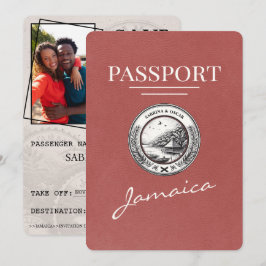 Light Burgundy Jamaica Passport Save the Date