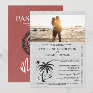 Light Burgundy Mexico Passport Hochzeit Einladung