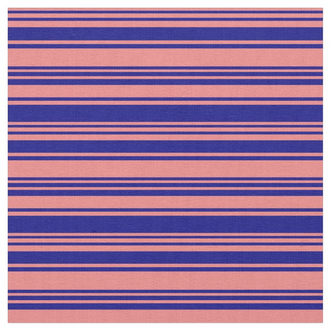 Light Coral & Blue Lined Muster Stoff (Nahaufnahme)