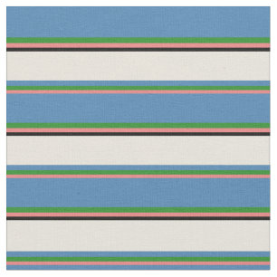 Light Coral, Forest Green, Blue, Beige & Black Stoff