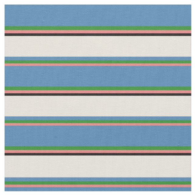 Light Coral, Forest Green, Blue, Beige & Black Stoff (Nahaufnahme)