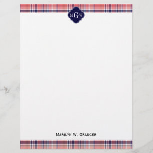 Light Coral Navy Welpe Madras Monogram