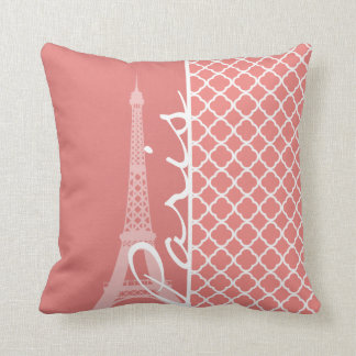 Light Coral Pink marokkanische Quartierfolie Paris Kissen