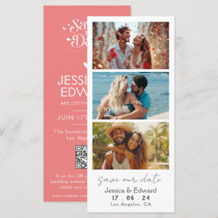 Light Coral Save the Date Foto Stand Qr Code