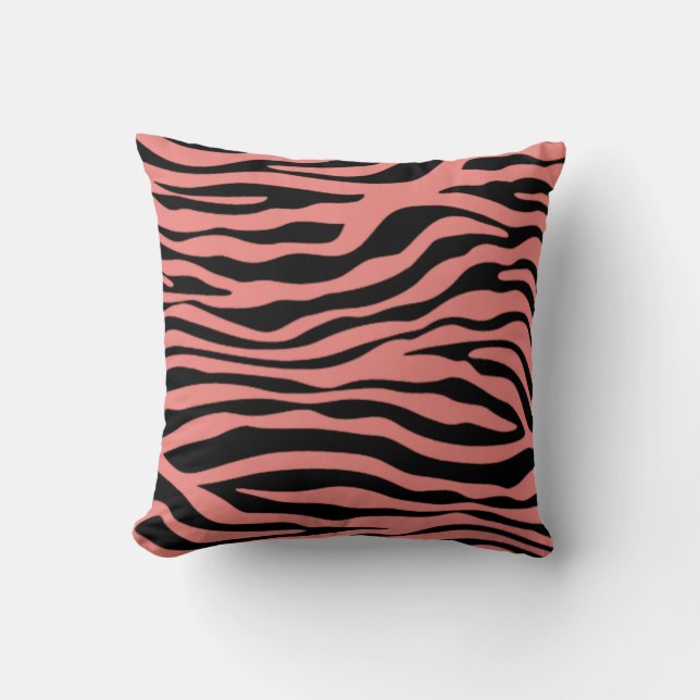 Light Coral Zebra Stripes Animal Print Kissen (Vorderseite)