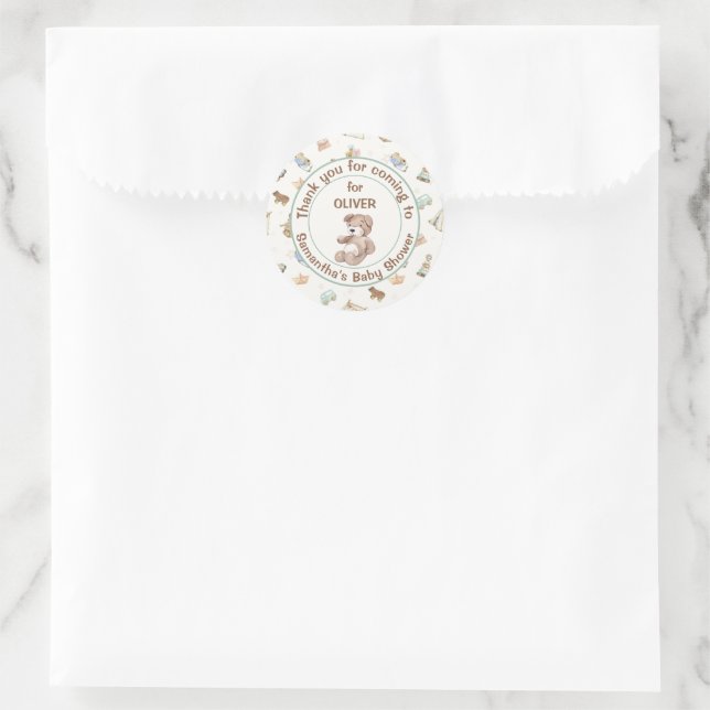 Light Cream Boho Baby Dusche Gefallen Runder Aufkleber (Tasche)