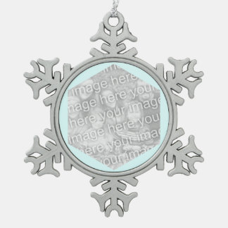 Light Cyan Hexagon Foto Border Schneeflocken Zinn-Ornament