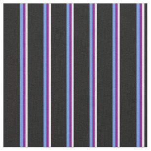 Light Cyan, Lila, Cornflower Blue & Black Lines Stoff