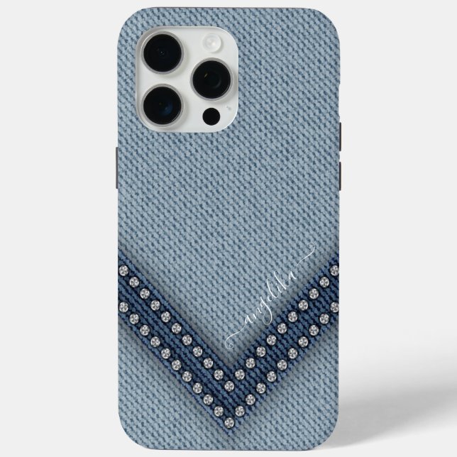 Light Denim mit Rhinestones Case-Mate iPhone Hülle (Rückseite)