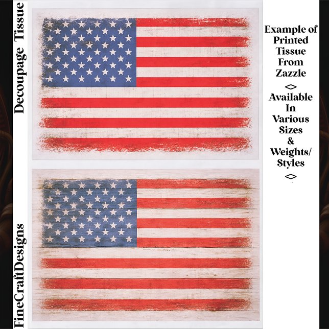 Light Distressed American Flag Pair EX1 Decoupage Seidenpapier (Von Creator hochgeladen)
