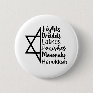 Light Dreidel Latke Kanish Menorah Hanukkah Button