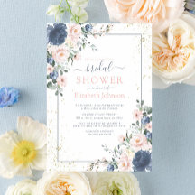 Light Dusty Blue Blush Pink Gold Floral Dusche