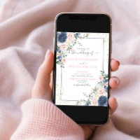 Light Dusty Blue Blush Pink Gold Floral Foto