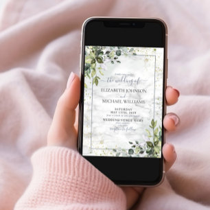 Light Dusty Blue Eucalyptus Greenery Succulent Einladung