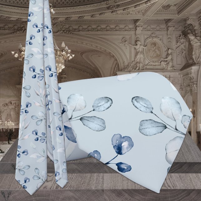 Light Dusty Blue Eukalyptus Greenerity Wedding Krawatte (Von Creator hochgeladen)