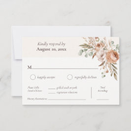 Light Earth Tone Floral Boho Abendessen Wahl Hochz RSVP Karte