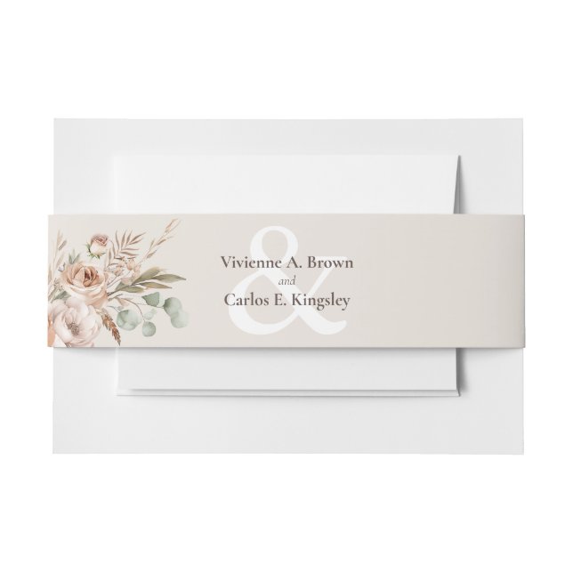 Light Earth Tone Floral Rustic Boho Wedding Einladungsbanderole (Vorderseite Beispiel)