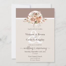 Light Earth Tone Floral Rustic Boho Wedding Foto Einladung