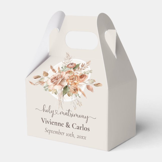 Light Earth Tone Floral Rustic Boho Wedding Geschenkschachtel (Vorderseite)