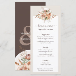 Light Earth Tone Floral Rustic Boho Wedding Menu Programm