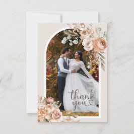 Light Earth Tone Rustic Boho Floral Wedding Dankeskarte