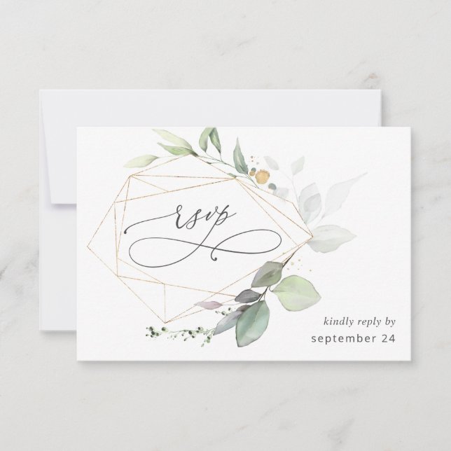 Light Eukalyptus Glow Gold w Meal RSVP Card Karte (Vorderseite)