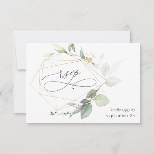Light Eukalyptus Glow Gold w Meal RSVP Card Karte