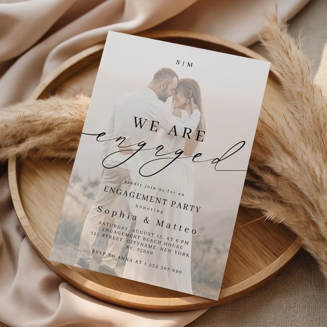 Light Faded Fading Photo Monogram Engagement Party Einladung (Von Creator hochgeladen)