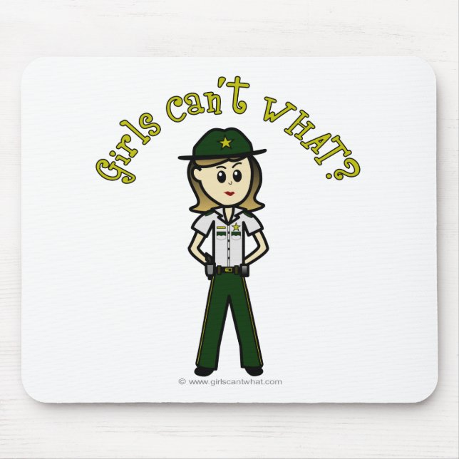 Light Female Sheriff in Green Uniform Mousepad (Vorne)