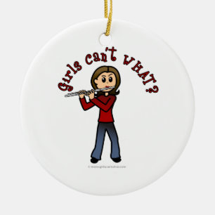 Light Femme Flute Player Keramik Ornament