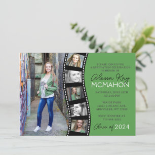 Light Forest Green Filmstrip 6 Foto Abschluss Einladung
