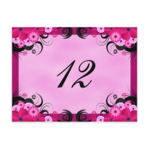 Light Fuchsia Floral Empfang Tischnummer Cards