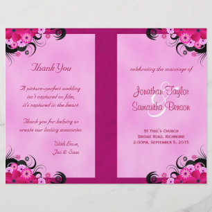 Light Fuchsia Floral Wedding Programme Modèles