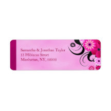 Light Fuchsia Floral Wedding Rücksendeadressen-Auf