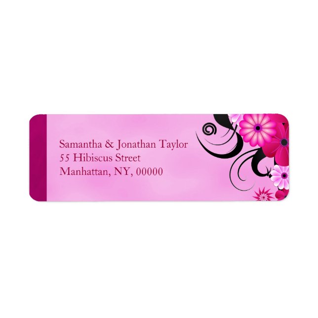 Light Fuchsia Floral Wedding Rücksendeadressen-Auf (Vorne)