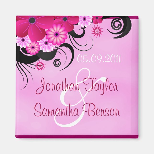 Light Fuchsia Magenta Floral Save the Date Magnete Magnet (Vorne)