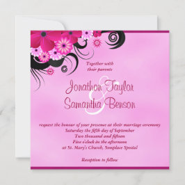 Light Fuchsia Magenta Floral Wedding 5.25" Einladu Einladung
