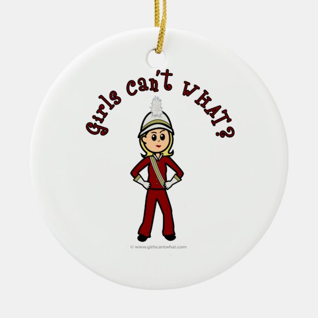 Light Girl in Red Marching Band Uniform Keramik Ornament (Vorne)