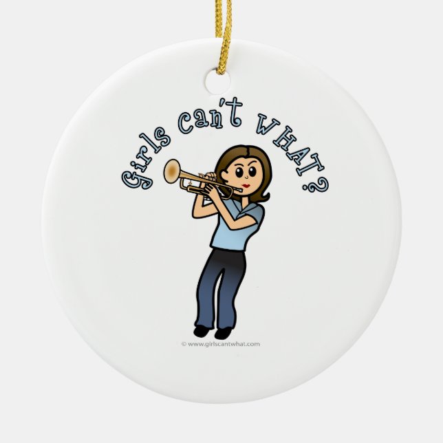 Light Girl Trumpet Player Keramik Ornament (Vorne)