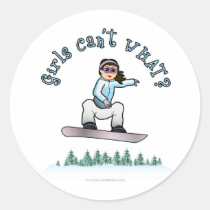 Light Girls Snowboarden Runder Aufkleber