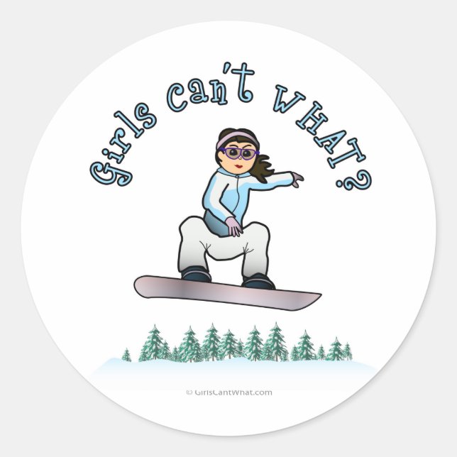 Light Girls Snowboarden Runder Aufkleber (Vorderseite)